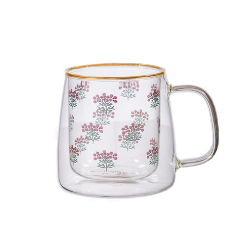 Taza Doble Vidrio Purple Bouquet