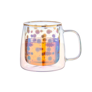 Taza Doble Vidrio Daisies and Dots