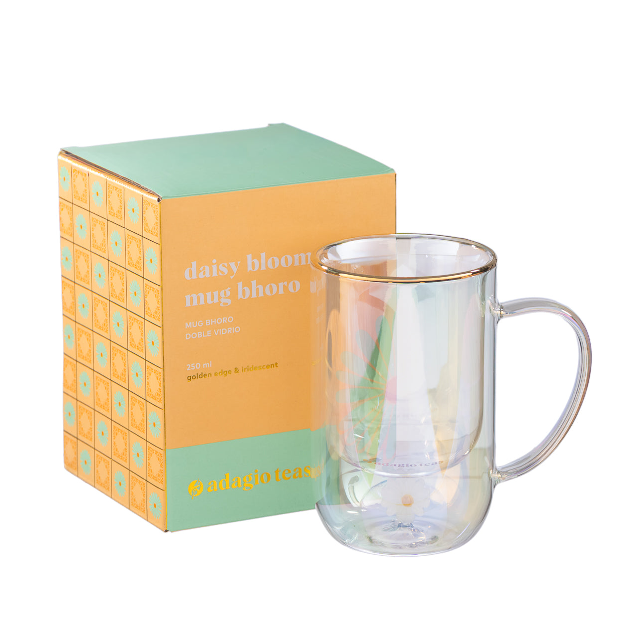 Taza Doble Vidrio Formas Flor