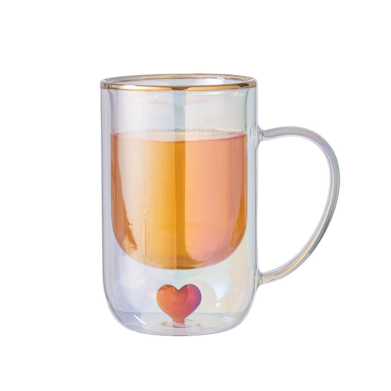 Taza Doble Vidrio Formas Corazón
