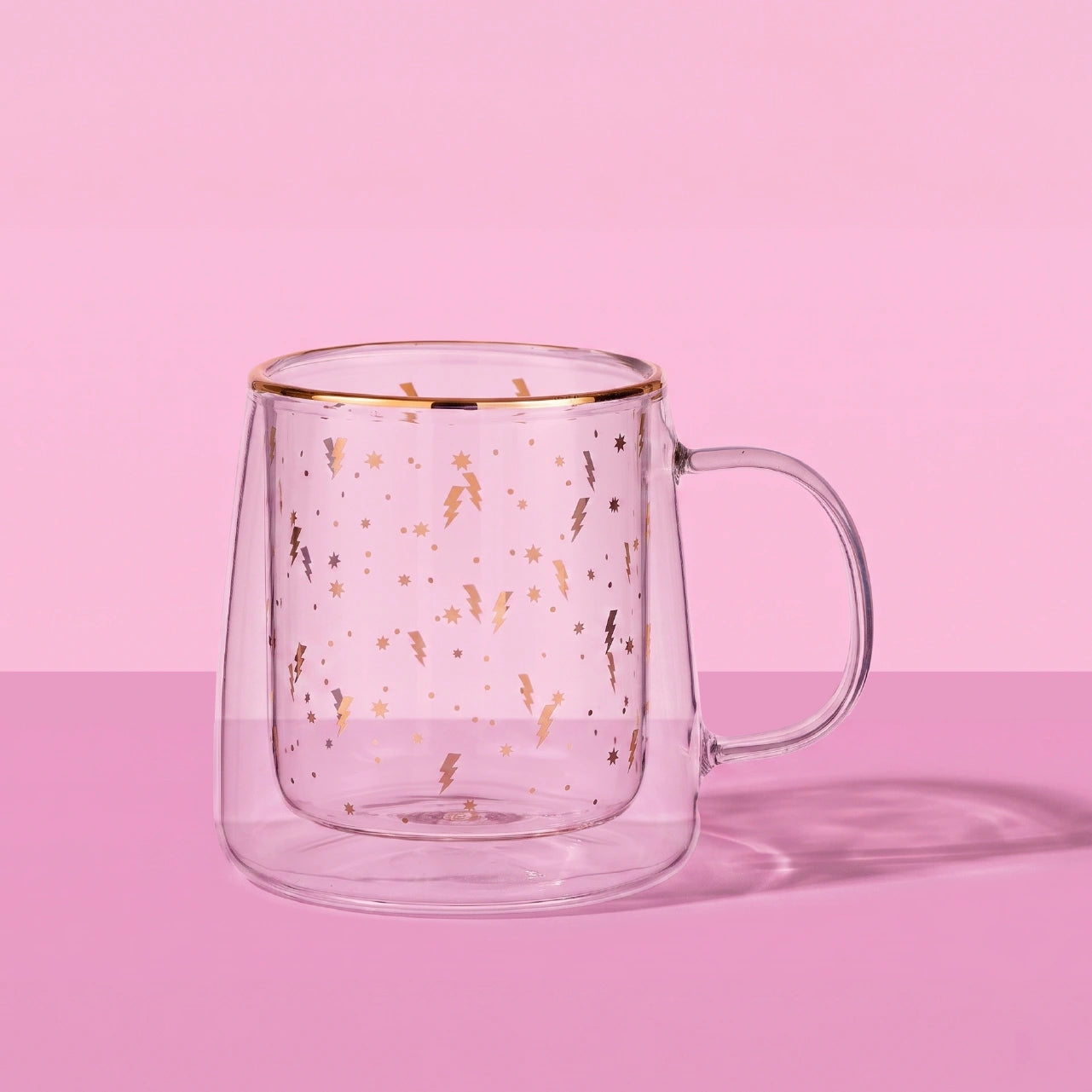 Taza Doble Vidrio Rayos