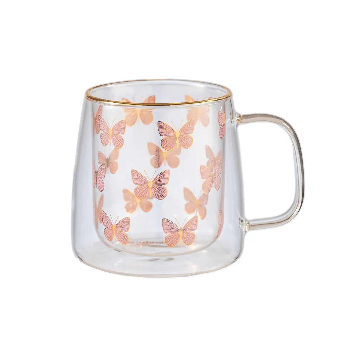 Taza Doble Vidrio Butterflies For You