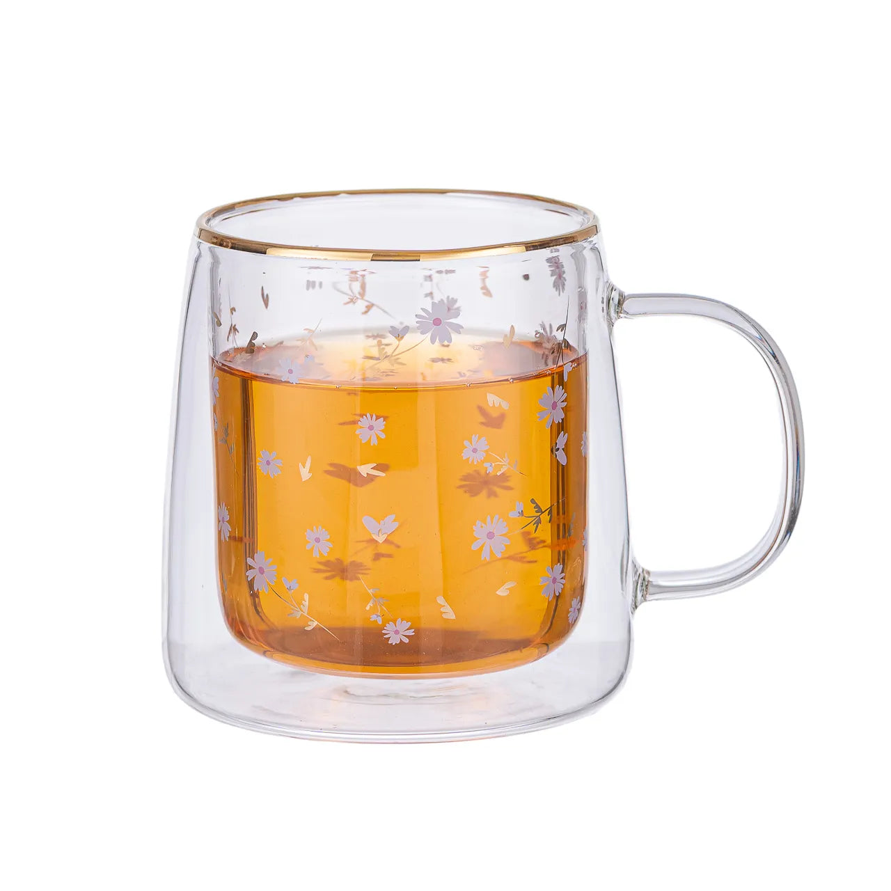 Taza Doble Vidrio Windy Daisies
