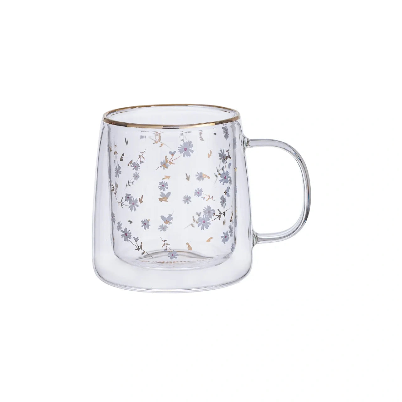 Taza Doble Vidrio Windy Daisies