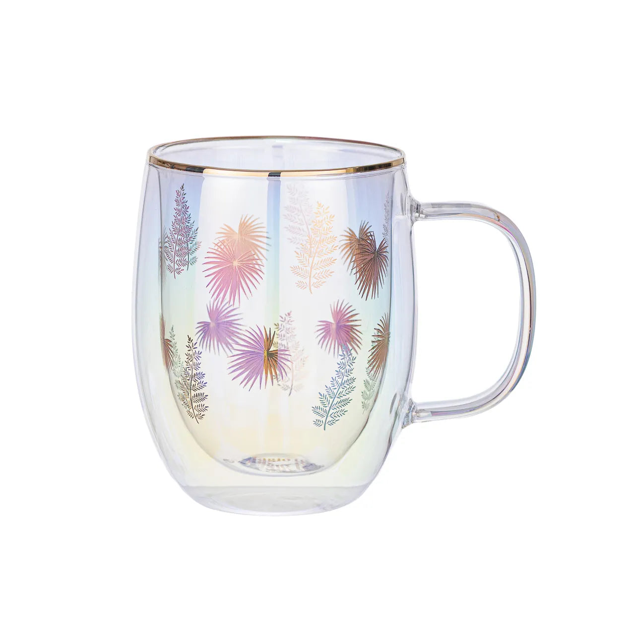 Taza Doble Vidrio Color Leaves