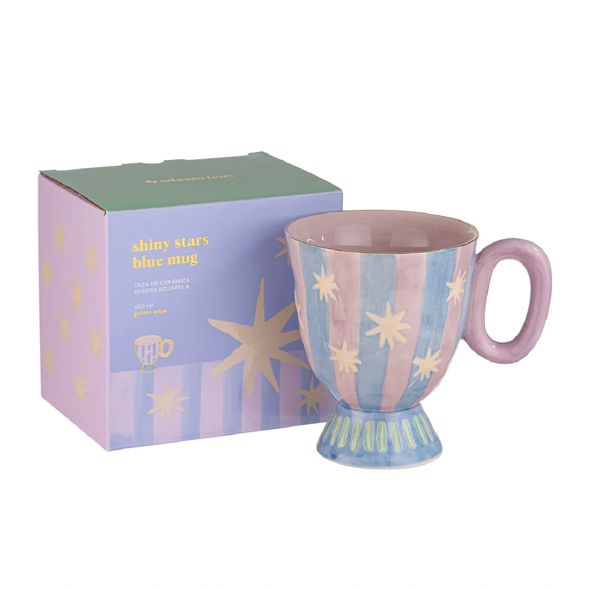 Taza Cerámica con Base Celeste