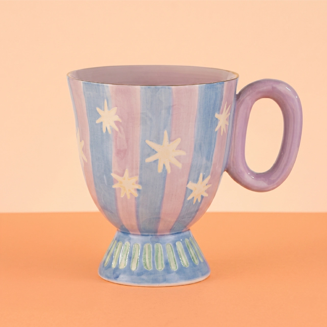 Taza Cerámica con Base Celeste