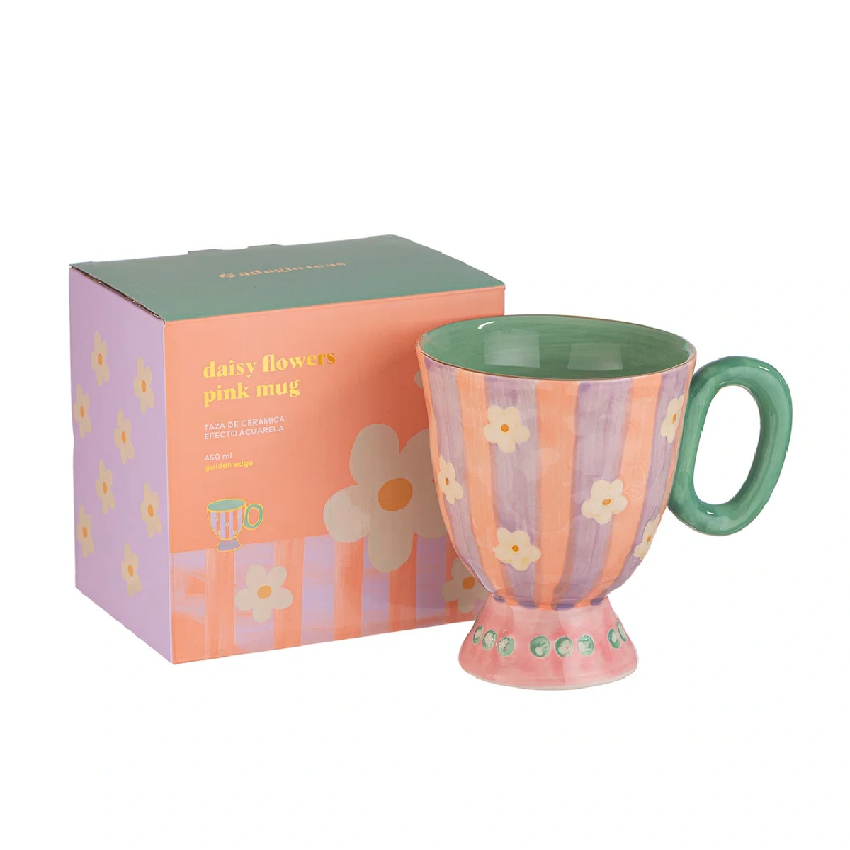 Taza Cerámica con Base Rosada