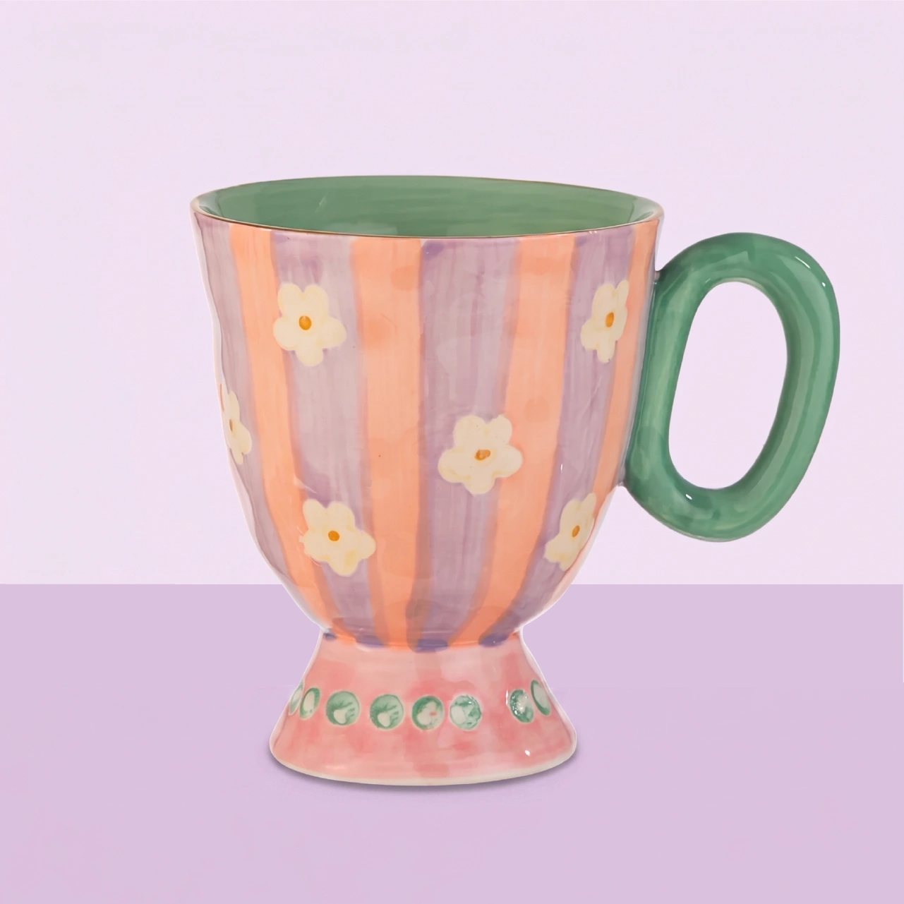 Taza Cerámica con Base Rosada