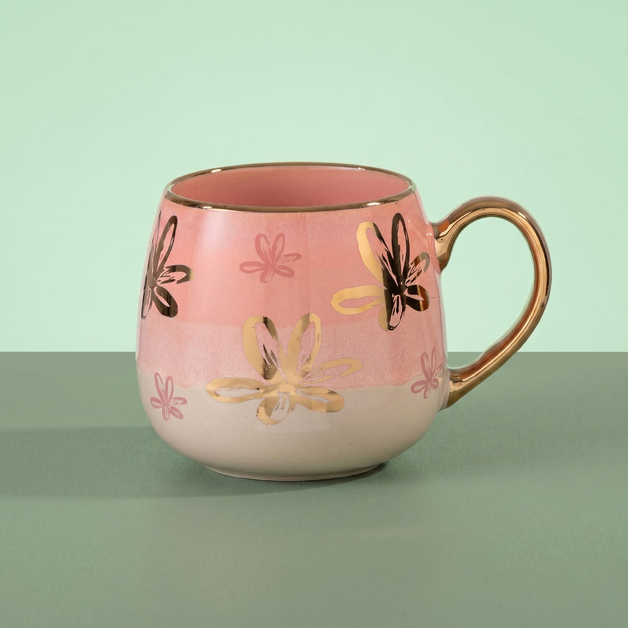 Taza Cerámica Pink Brush Flower