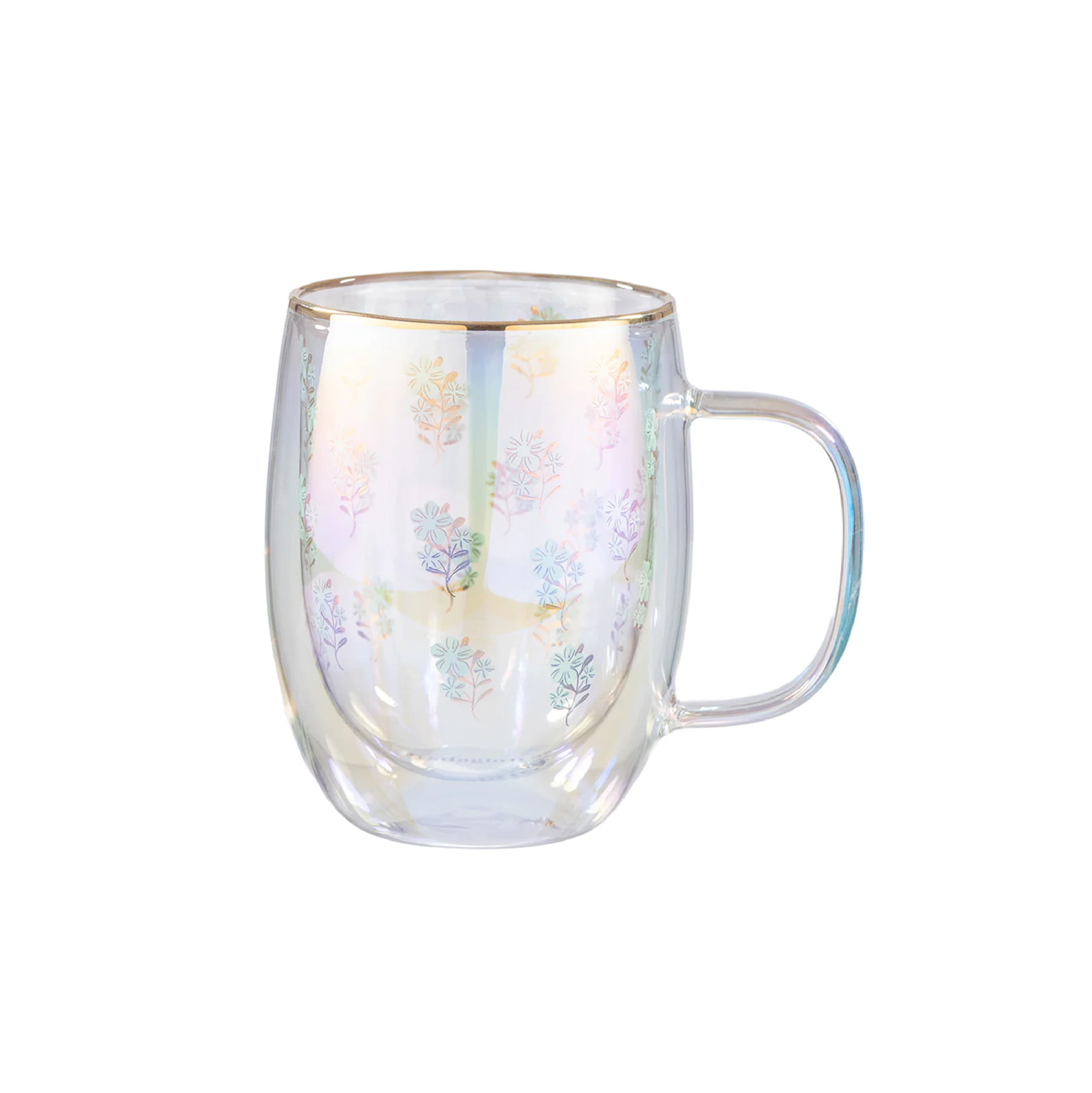 Taza Doble Vidrio Mint Flower