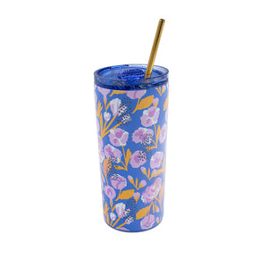 Tumbler Azul Flores