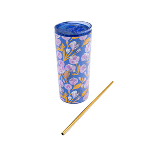 Tumbler Azul Flores