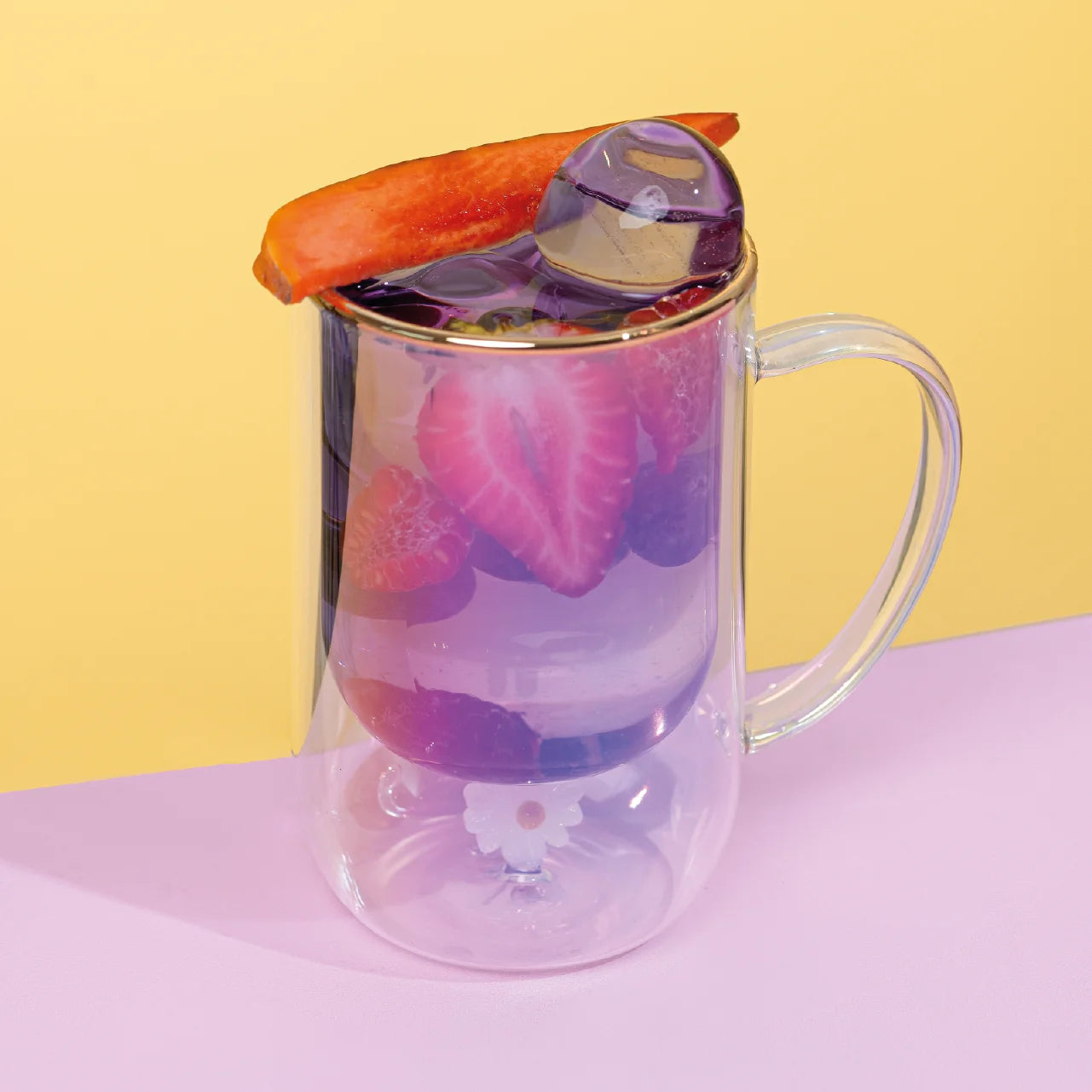 Taza Doble Vidrio Formas Flor