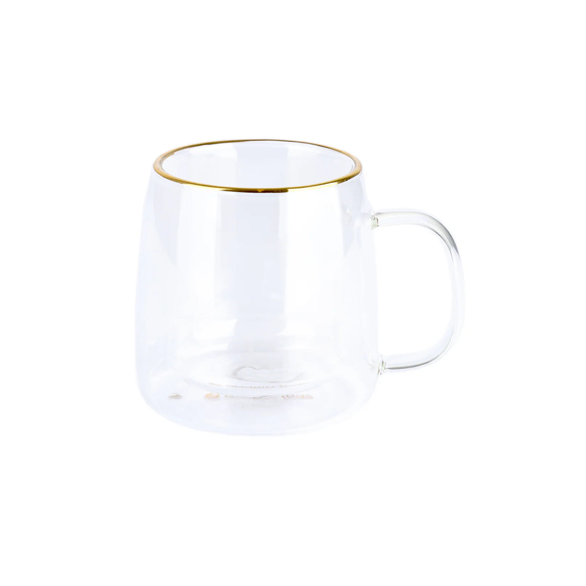 Taza Doble Vidrio Borde Dorado