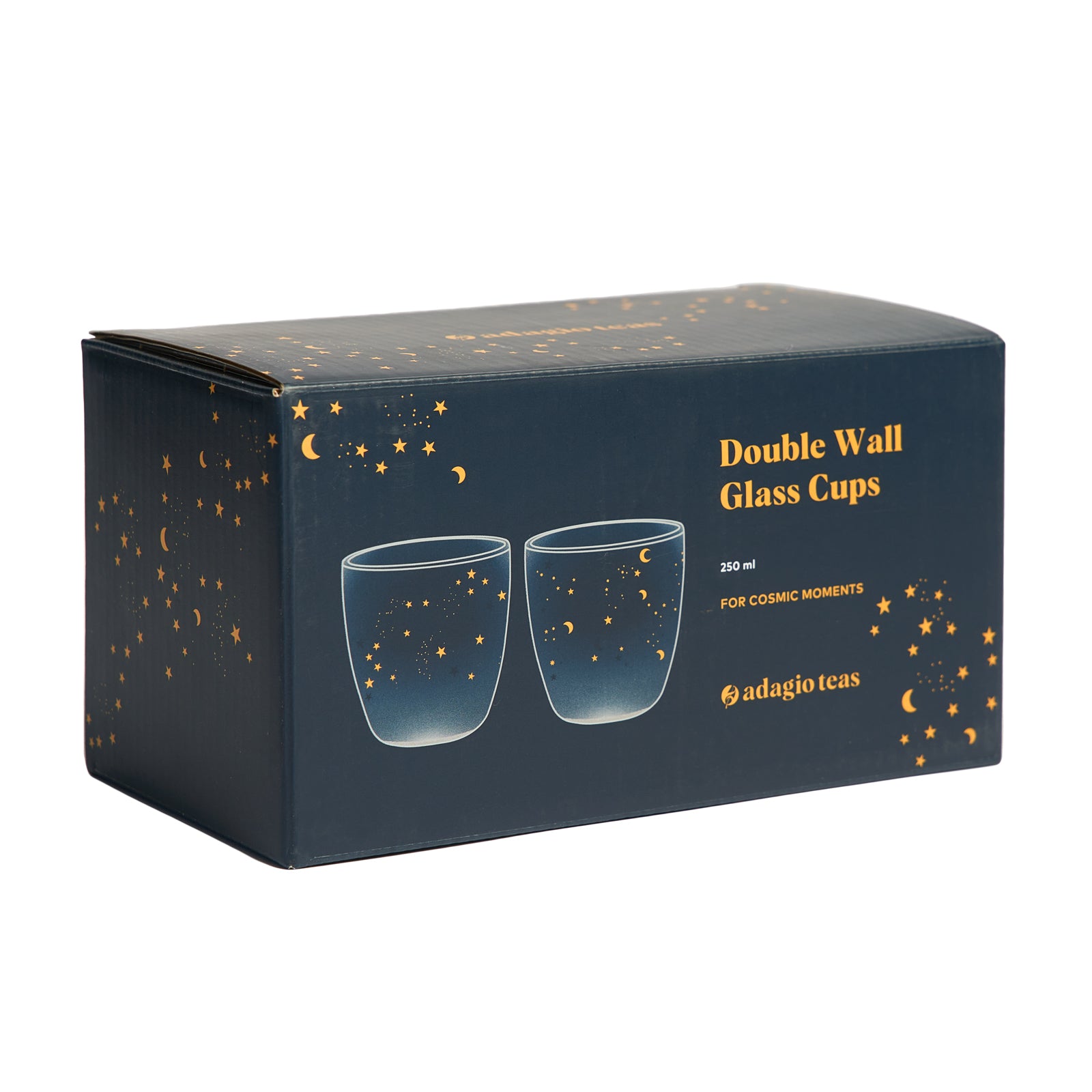 Set Vaso Doble Vidrio Estrellas Azules