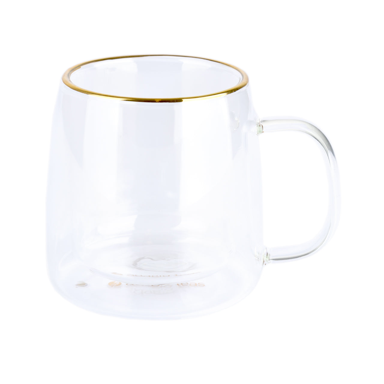 Taza Doble Vidrio Borde Dorado