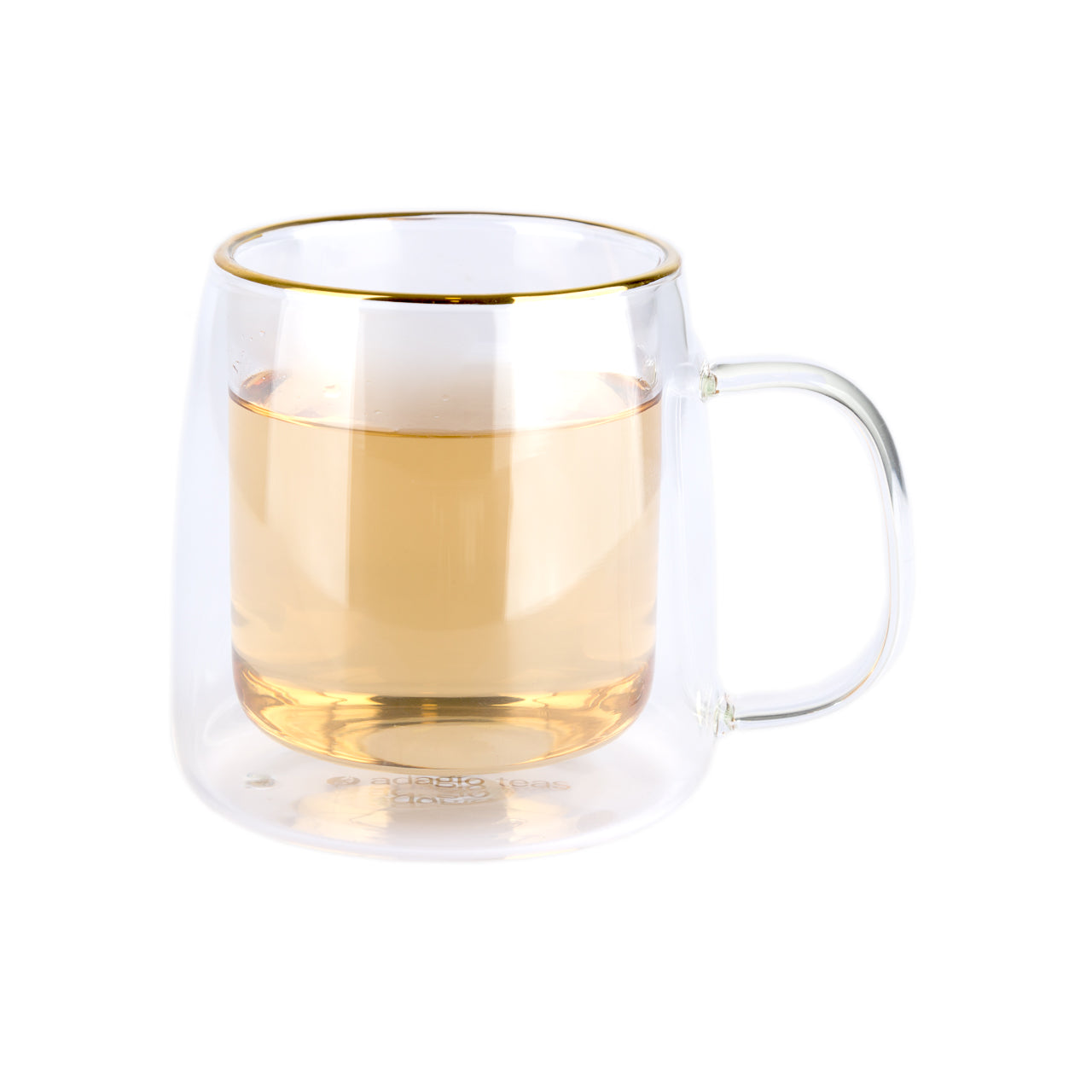 Taza Doble Vidrio Borde Dorado