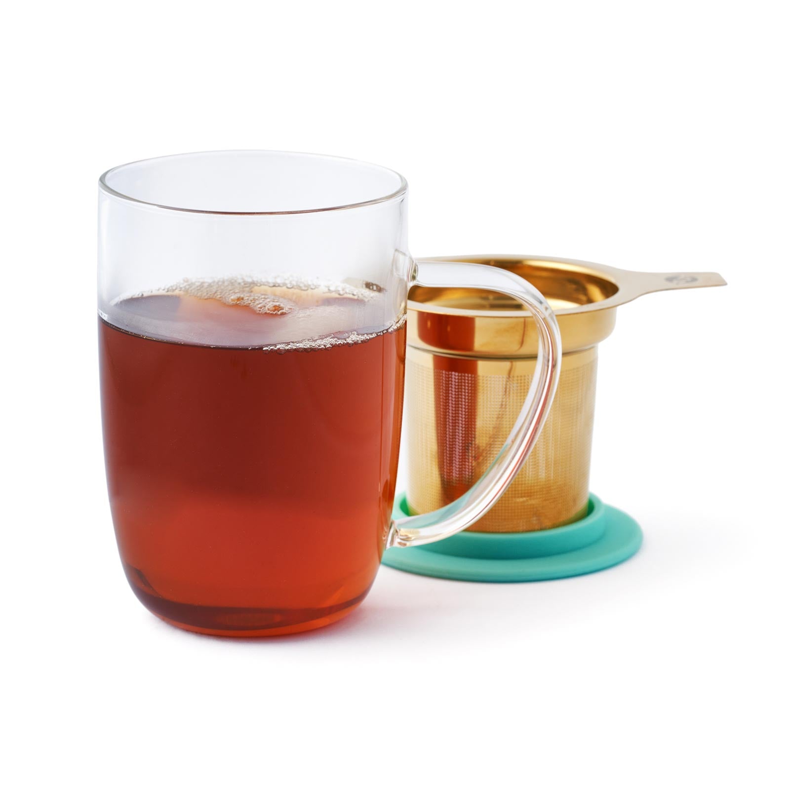 Mug Bhoro Turquesa Infusor Dorado